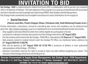 Nai Zindagi Islamabad Tender Notice